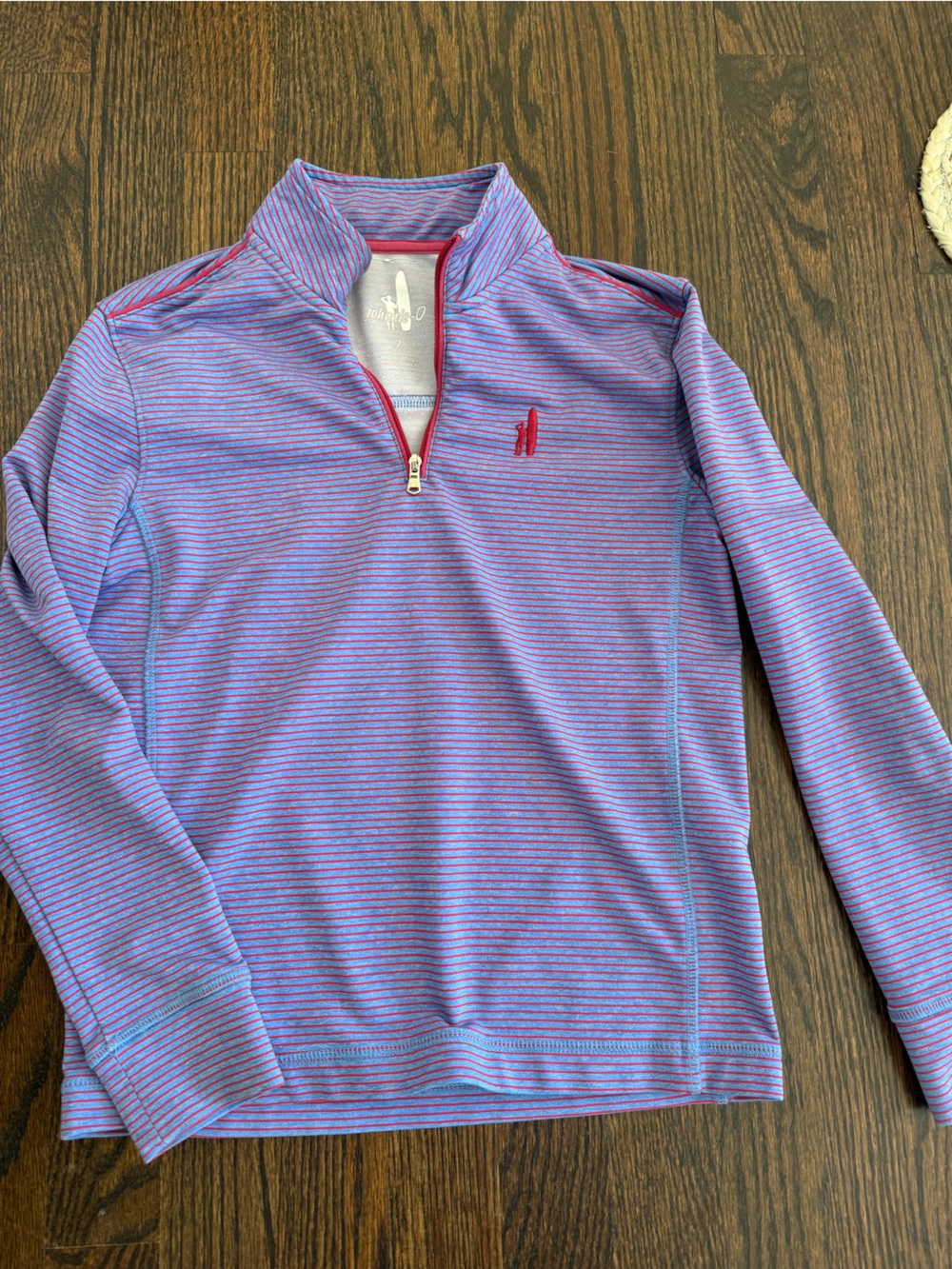 johnnie-O Performance Blue Striped Quarter-Zip Pullover